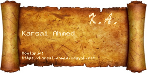 Karsai Ahmed névjegykártya